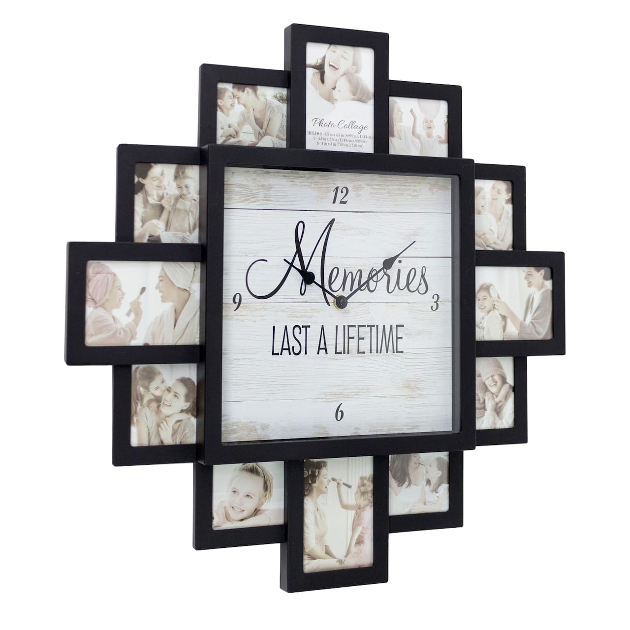Black "Lifetime Memories" Picture Frame Wall Collage Clock